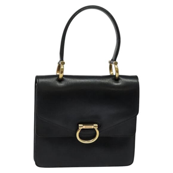 CELINE Hand Bag Leather Black Gold - Picture 1 of 12